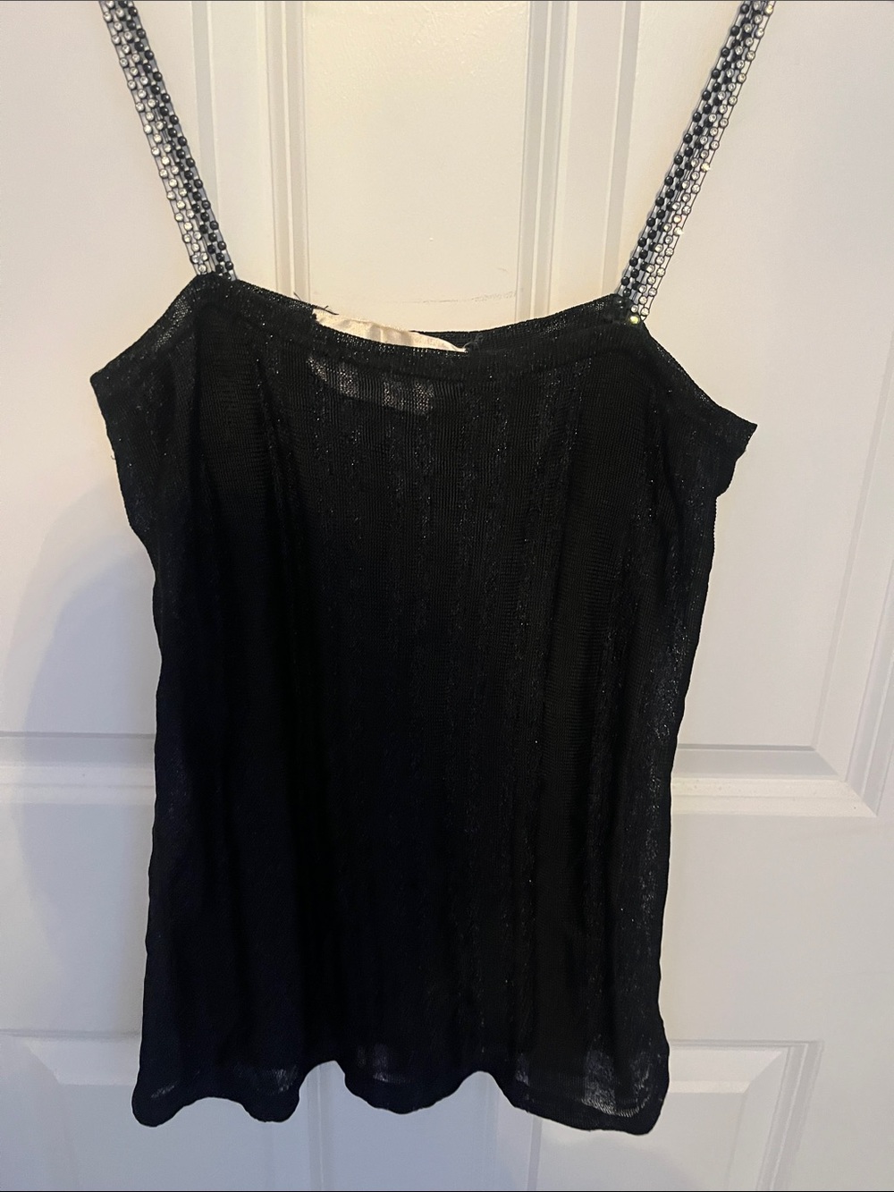 Vintage!!! Yves Saint Laurent Black Sparkle Camisole with Beaded Straps